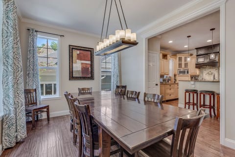 Dining room can seat 12 with extra chairs and leaf in kitchen pantry