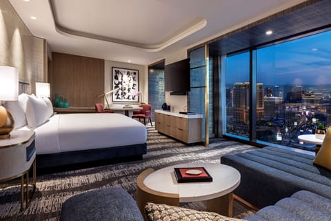 Suite, 2 Bedrooms (Strip View) | Premium bedding, minibar, in-room safe, laptop workspace