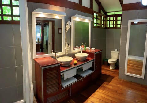 Suite Deluxe with Hot Tub | Bathroom | Shower, hair dryer, towels