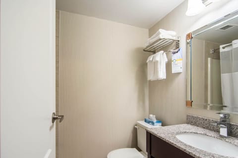 Standard Room, 1 Queen Bed, Smoking | Bathroom | Hair dryer, towels