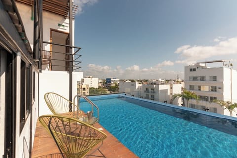 Outdoor pool, sun loungers