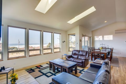 Relax in the ocean view living room.