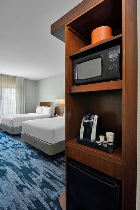 Room, 2 Queen Beds | Desk, blackout drapes, iron/ironing board, free WiFi