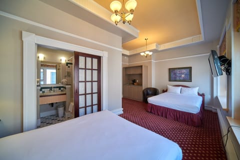 Deluxe Double Room, 2 Queen Beds, City View | Premium bedding, desk, laptop workspace, blackout drapes