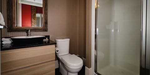 Deluxe Room, 1 King Bed | Bathroom | Shower, designer toiletries, hair dryer, bathrobes