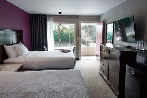 Deluxe Double Room, 2 Queen Beds, Pool View | In-room safe, desk, free WiFi, bed sheets