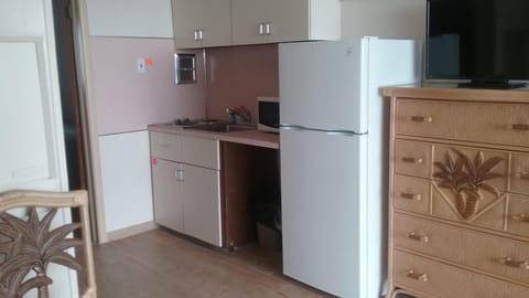 Fridge, microwave, coffee/tea maker