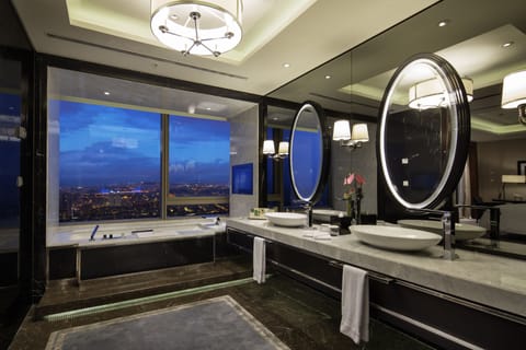 Premium Suite (Ambassador, Lounge Access) | Bathroom | Separate tub and shower, rainfall showerhead, eco-friendly toiletries