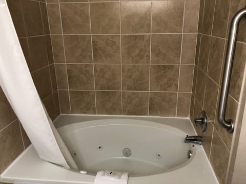 Combined shower/tub, free toiletries, hair dryer, towels