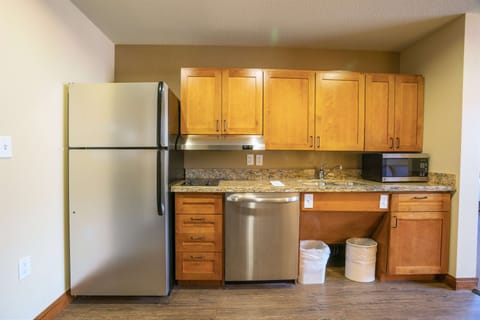 Full-size fridge, microwave, oven, stovetop