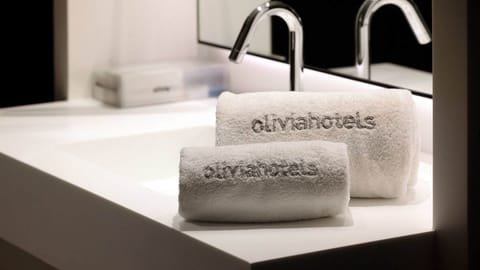 Eco-friendly toiletries, hair dryer, towels