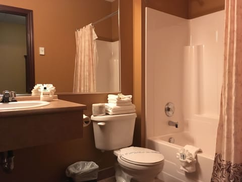 Standard Room, 2 Queen Beds, Garden View | Bathroom | Hair dryer, towels
