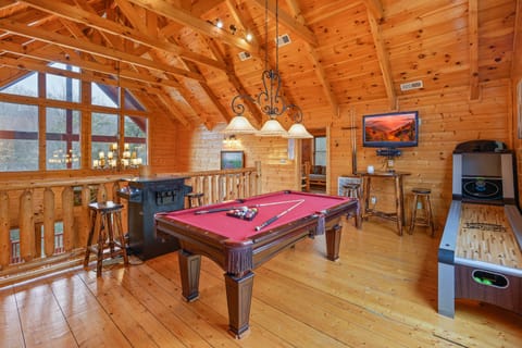 Pool table, Skeeball, 80s arcade and Satellite TV