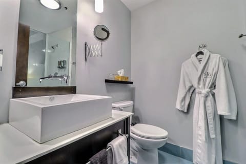 Room, 1 Queen Bed | Bathroom | Shower, designer toiletries, hair dryer, bathrobes