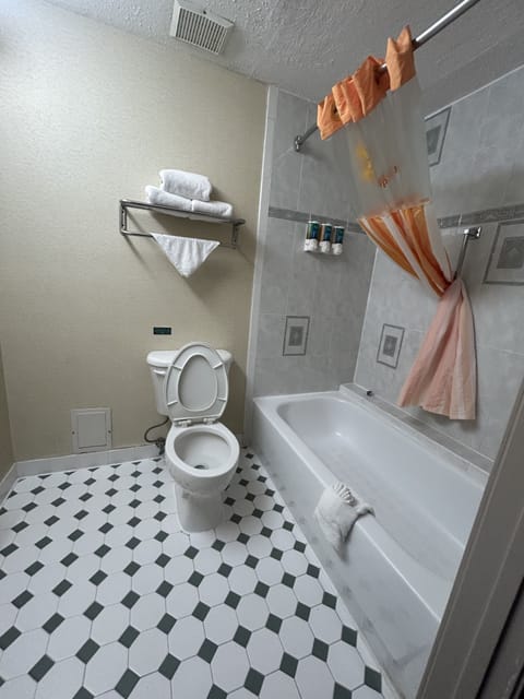 Family Room | Bathroom | Jetted tub, rainfall showerhead, hair dryer, towels