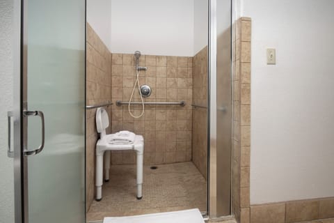 Standard Room, 2 Queen Beds, Accessible, Non Smoking (Roll in Shower) | Bathroom | Deep soaking tub, rainfall showerhead, free toiletries, hair dryer