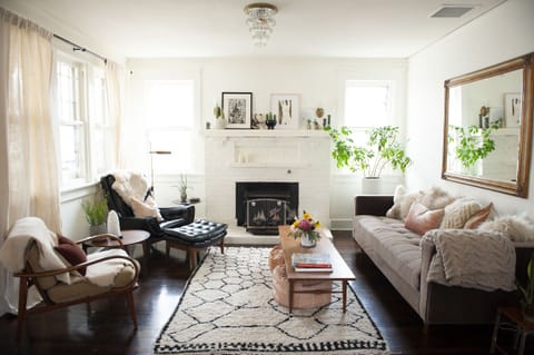Gorgeous light filled living room. 2 chairs have been replaced with couch