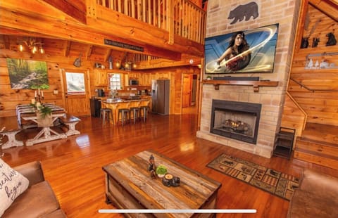 Open floor plan main level with gas fireplace