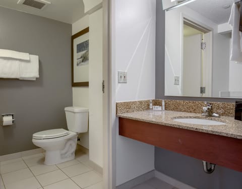 Room, 2 Queen Beds, Balcony | Bathroom | Free toiletries, hair dryer, towels, soap