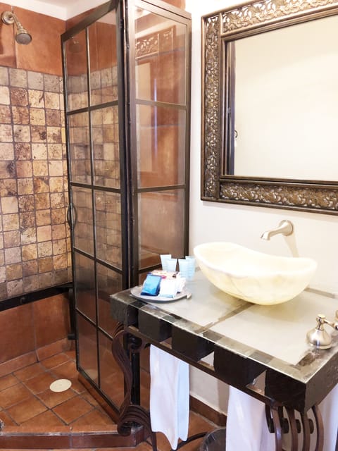Suite | Bathroom | Shower, free toiletries, hair dryer, towels