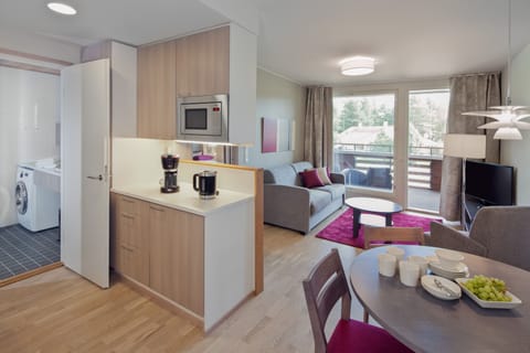 Apartment, 1 Bedroom, Sauna | Private kitchen | Full-size fridge, microwave, oven, dishwasher