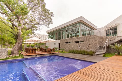 Indoor pool, outdoor pool, sun loungers