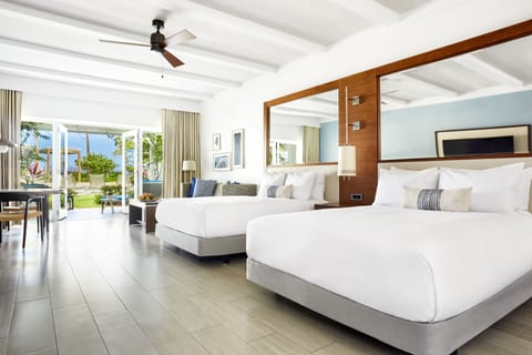 Villa, 2 Queen Beds, Terrace, Oceanfront | Premium bedding, in-room safe, desk, laptop workspace
