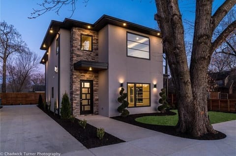 The exterior of our newly built, downtown Bentonville home.