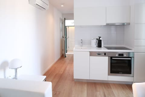 Deluxe Studio, Terrace | Private kitchen | Fridge, espresso maker, eco-friendly cleaning products