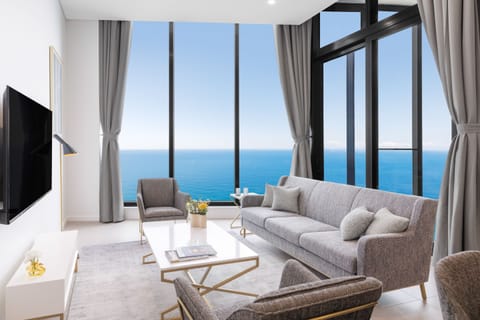 3 Bedroom Ocean Sky Suite | Living area | 58-cm Smart TV with digital channels, TV, streaming services