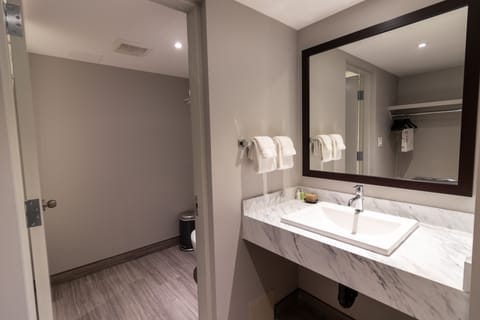 Business Studio Suite | Bathroom | Combined shower/tub, free toiletries, hair dryer, towels