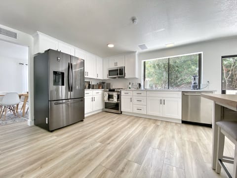 Large French door refrigerator provides an ample of storage space.