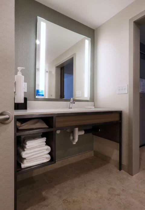 Deluxe Room, 1 King Bed, Accessible, Bathtub | Bathroom | Free toiletries, hair dryer, towels, soap