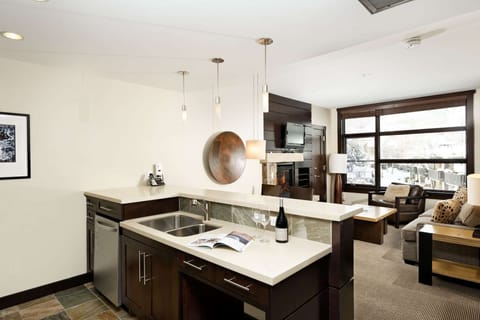 Condo (Hayden Lodge 2203) | Private kitchen | Full-size fridge, microwave, oven, stovetop