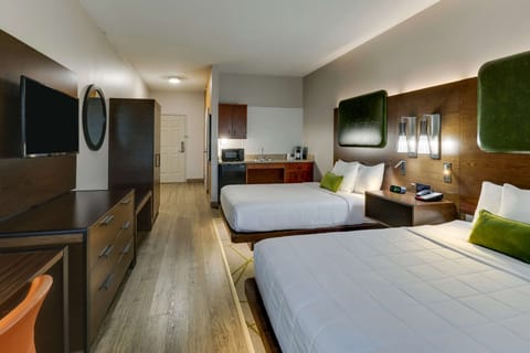Standard Room, 2 Queen Beds, Accessible, Refrigerator & Microwave | Desk, laptop workspace, blackout drapes, soundproofing