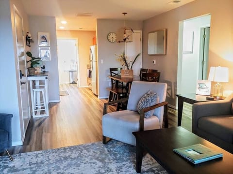 Open concept layout - living room open to the dining room (walk-in unit shown)