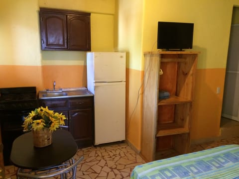 Studio, 2 Double Beds | Private kitchen | Fridge, microwave