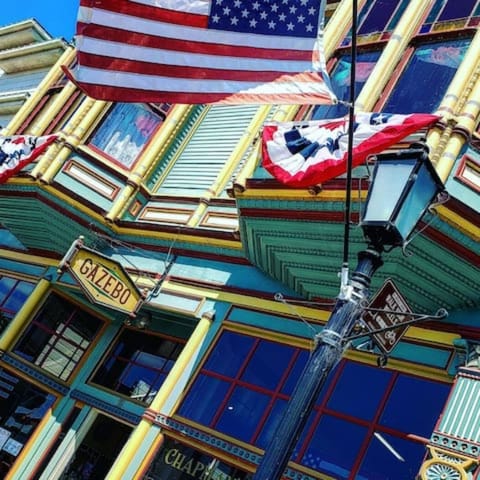 Front of the building. The apartment is upstairs overlooking Main Street