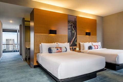 aloft, Suite, 2 Queen Beds, City View | Premium bedding, in-room safe, desk, blackout drapes