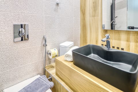 Suite - Split Level | Bathroom | Shower, rainfall showerhead, free toiletries, hair dryer