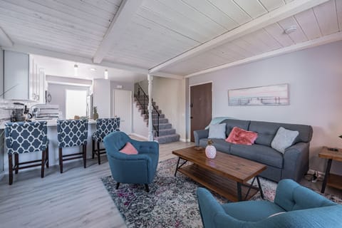 Open concept kitchen and living room. Sofa pull out sleeps 2, 1st floor