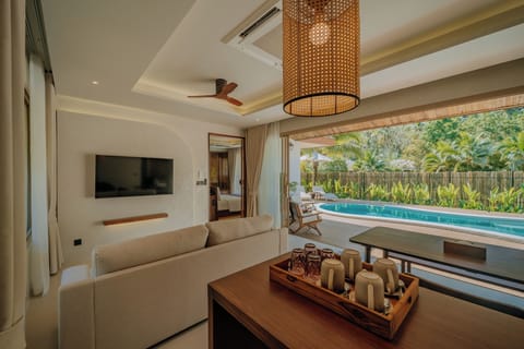 Villa, Private Pool | Living area | 42-inch LCD TV with cable channels, TV