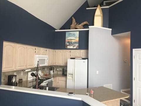 Kitchen overseeing living room!