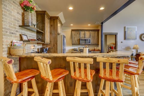 This tabletop/bar doubles as work and dining space.
