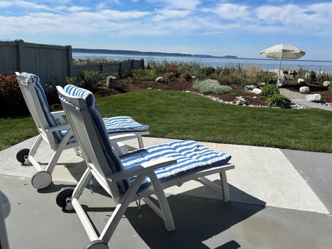 Beach side view from patio loungers


