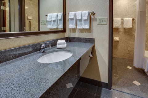 Deluxe Room, Refrigerator & Microwave | Bathroom | Combined shower/tub, free toiletries, hair dryer, towels