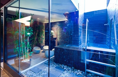 Outdoor treatment areas, sauna, spa tub, steam room, Turkish bath