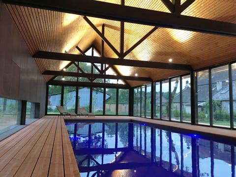 Indoor pool, open 9:00 AM to 8:00 PM, sun loungers