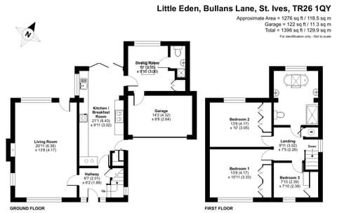 Large 3-bedroom detached house set out over a 1,276 sq. ft. area on two floors.