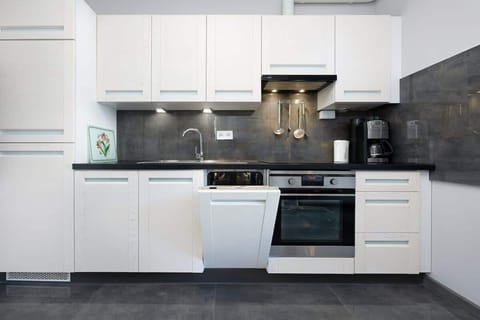 Kitchen of Paraiso A2 apartment with oven and coffee maker